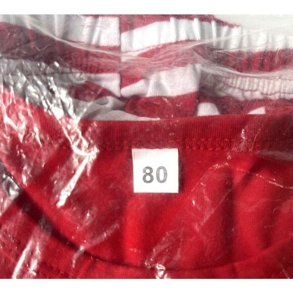 Baby Girls First 1st Christmas Striped Ruffles Shirt & Pants Set (9-12 Months) - Picture 8 of 10